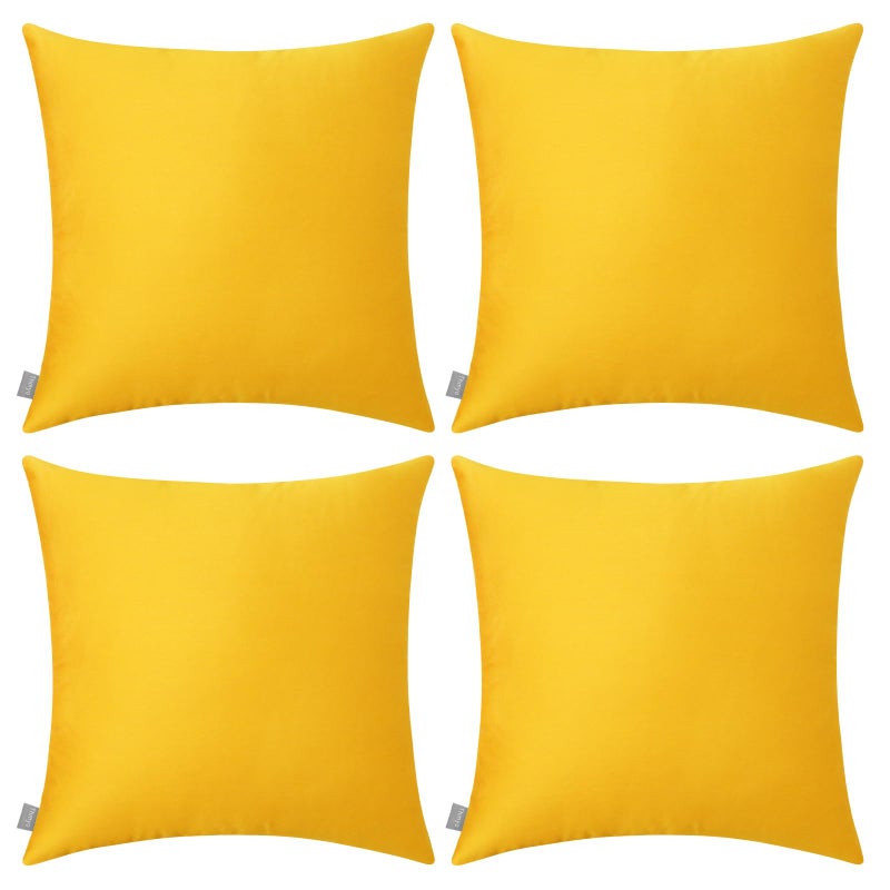 Thmyo 4-Pack Cotton Comfortable Solid Decorative Throw Pillow Case Square Cushion Cover Pillowcase (Cover Only,No Insert)(20x20inch/50x50cm, Yellow) - Image 1